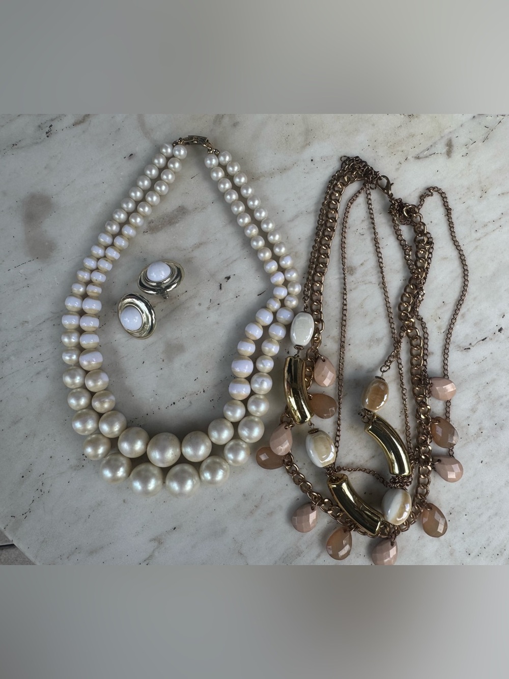 Statement Necklace Bundle + Gold Tone Stud Earrings
